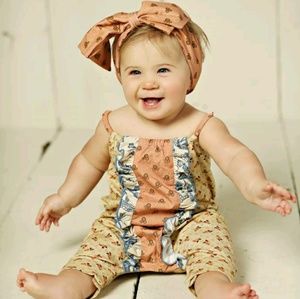 New mustard pie romper bow set amber Fields